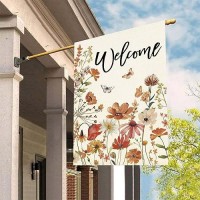 Baccessor Fall Wildflower House Flag 28 X 40 Inch Double Sided Harvest Autumn Wildflower Welcome Large Burlap Yard Flag Thanksgi