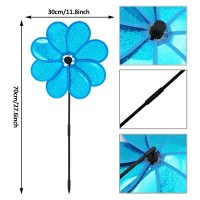 4Pcs Flower Wind Spinner Sparkly Lawn Pinwheel 118 Inch Colorful Green Yellow Orange Light Blue Garden Windmill For Garden Par