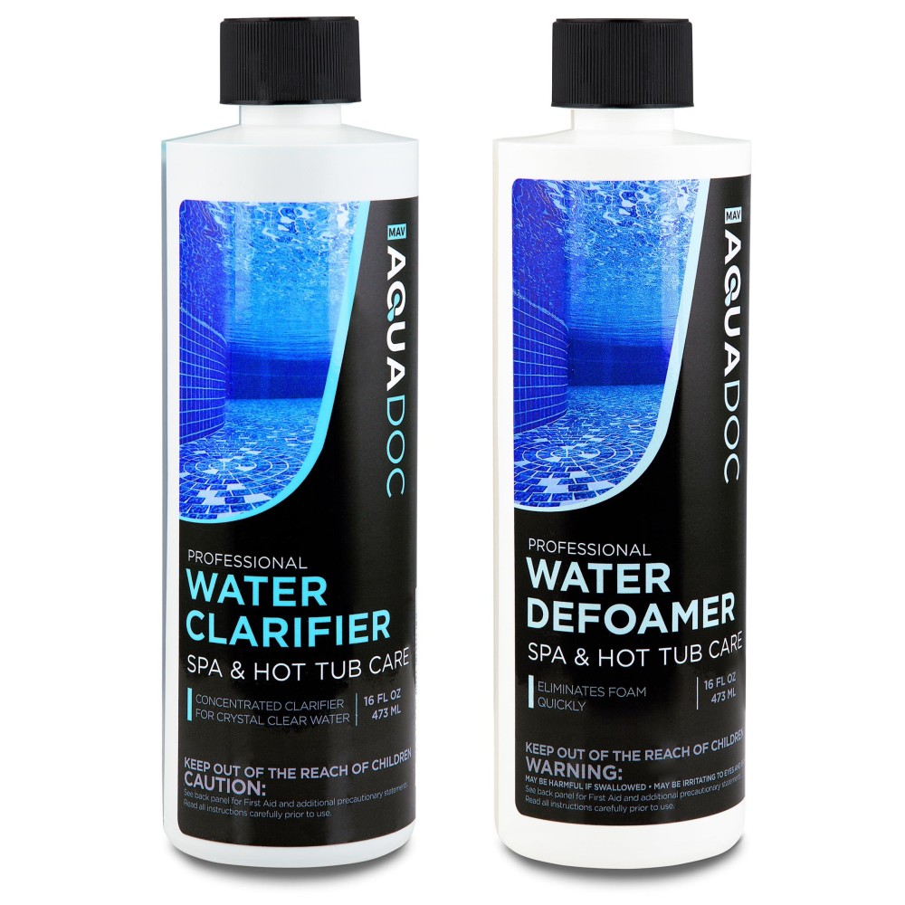 Aquadoc Spa Clarifier Spa Defoamer Hot Tub Chemical Kit Includes 16Oz Water Clarifier 16Oz Antifoam For Hot Tubs