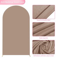 Wokceer 72Ft Wedding Arch Cover Spandex Fitted Wedding Arch Stand Covers Round Top Nude Brown Chiara Arch Backdrop Cover For Bi