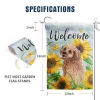 Sunflower Golden Doodle Garden Flag Summer Spring Garden Flags For Outside Floral Dog Yard Flag Small Outdoor Welcome Flags 12X1