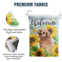 Sunflower Golden Doodle Garden Flag Summer Spring Garden Flags For Outside Floral Dog Yard Flag Small Outdoor Welcome Flags 12X1