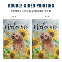 Sunflower Golden Doodle Garden Flag Summer Spring Garden Flags For Outside Floral Dog Yard Flag Small Outdoor Welcome Flags 12X1