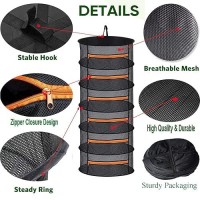 Snnrsutu 2Ft 6 Layer Orange Zippered Herb Drying Rack Hanging Dryer Dry Net For Hydroponics Plant With Scissors And Gloves