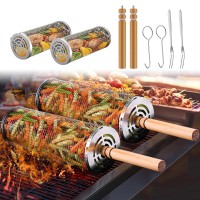 Rolling Grill Baskets For Outdoor Grill 2 Pcs Rolling Grilling Basket Bbq Grill Baskets Stainless Steel Bbq Grill Accessories