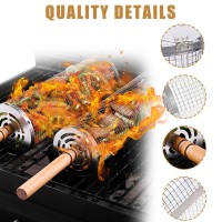 Rolling Grill Baskets For Outdoor Grill 2 Pcs Rolling Grilling Basket Bbq Grill Baskets Stainless Steel Bbq Grill Accessories