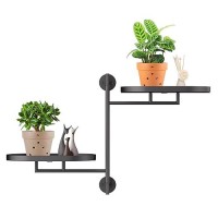 Yffsrjdj Rotating Window Plant Shelves For Multiple Plants Indoors 2-Tier Metal Corner Black Plant Stand Holder Floating Plant Shelf For Wall Windows Sill Gifts For Plant Lovers To Enhance Home Decor