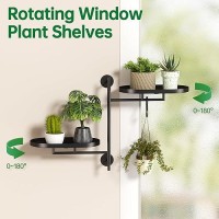 Yffsrjdj Rotating Window Plant Shelves For Multiple Plants Indoors 2-Tier Metal Corner Black Plant Stand Holder Floating Plant Shelf For Wall Windows Sill Gifts For Plant Lovers To Enhance Home Decor