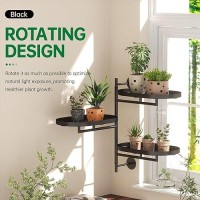 Yffsrjdj Rotating Window Plant Shelves For Multiple Plants Indoors 3-Tier Metal Corner Black Plant Stand Holder Floating Plant Shelf For Wall Windows Sill Gifts For Plant Lovers To Enhance Home Decor