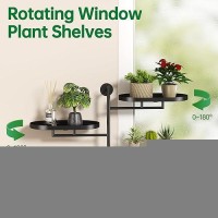 Yffsrjdj Rotating Window Plant Shelves For Multiple Plants Indoors 3-Tier Metal Corner Black Plant Stand Holder Floating Plant Shelf For Wall Windows Sill Gifts For Plant Lovers To Enhance Home Decor