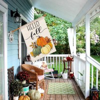 Hello Fall Pumpkin House Flag 28X40 Inch Double Sided Autumn Sign Seasonal Yard Outdoor Thanksgiving Decor Df31028