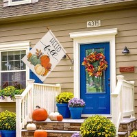 Hello Fall Pumpkin House Flag 28X40 Inch Double Sided Autumn Sign Seasonal Yard Outdoor Thanksgiving Decor Df31028