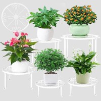 Plant Stands 5 Pack White Metal Plant Stand For Outdoor Indoor Plants Heavy Duty Flower Pot Stands For Multiple Plants Rustproof