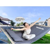 Gocan Double Hammock With Quilted Fabric And Spreader Bars Longer And Sturdier Quality Hammocks For Outdoor Indoor Patio Yard