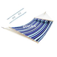 Gocan Double Hammock With Quilted Fabric And Spreader Bars Longer And Sturdier Quality Hammocks For Outdoor Indoor Patio Yard