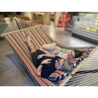 Gocan Double Hammock With Quilted Fabric And Spreader Bars Longer And Sturdier Quality Hammocks For Outdoor Indoor Patio Yard