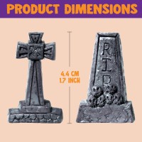 Joyin 12 Pcs Halloween Miniature Tombstones Graveyard Decorations Outdoor Rip Headstone With Skull Cross Design For Halloween C