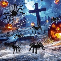 Apfity Halloween Spider Decorations  6 Pack Giant Spider Outdoor Decorations Set  Scary Hairy Realistic Large Spider Props For Indoor  Outdoor And Yard Party Creepy Decor