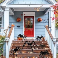 Apfity Halloween Spider Decorations  6 Pack Giant Spider Outdoor Decorations Set  Scary Hairy Realistic Large Spider Props For Indoor  Outdoor And Yard Party Creepy Decor