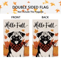 Hello Fall Garden Flag Pug Dog Pumpkins Double Sided Vertical Seasonal Autumn Outdoor Yard Lawn Decorations 125 X 18 Inch