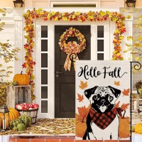 Hello Fall Garden Flag Pug Dog Pumpkins Double Sided Vertical Seasonal Autumn Outdoor Yard Lawn Decorations 125 X 18 Inch