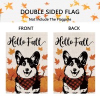 Hello Fall Garden Flag Corgi Dog Pumpkins Double Sided Vertical Seasonal Autumn Outdoor Yard Lawn Decorations 125 X 18 Inch