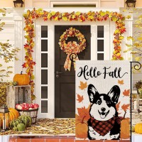 Hello Fall Garden Flag Corgi Dog Pumpkins Double Sided Vertical Seasonal Autumn Outdoor Yard Lawn Decorations 125 X 18 Inch