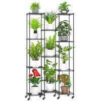 Abimars 74 Tall Plant Stand With Wheels Shelf Height Adjustable Metal Plant Shelf For 11 Potted Plants Diy Assembly Indooro