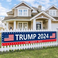 Probsin Trump 2024 Banner 120 X 20 Decorations Take America Back Blue Red Star America Yard Sign Flag Party Supplies Photo B