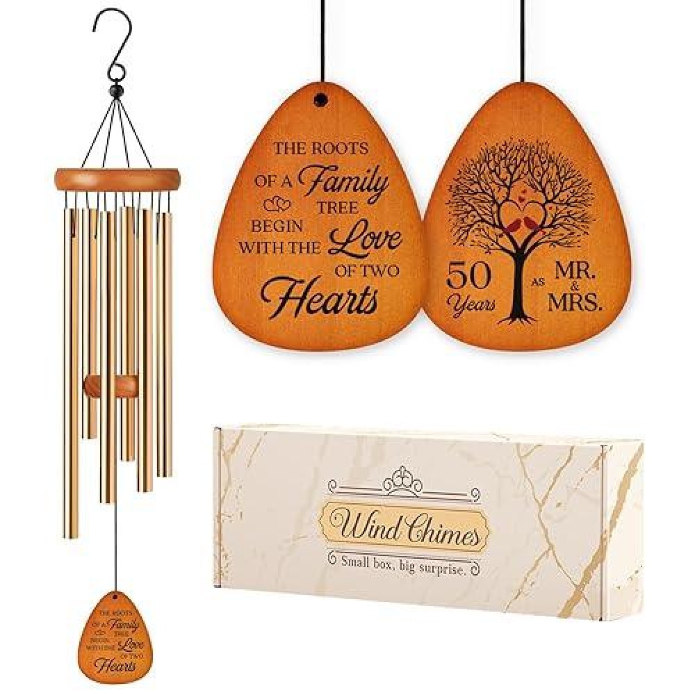 Leebbsin 50Th Anniversary Wedding Wind Chime  Happy 50Th Anniversary Romantic Gifts For Couple  Parents  Wife  Husband  Friends  Golden Anniversary Keepsake Gifts Ideas