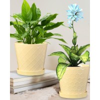 Efispss Ceramic Plant Pots 6Inch Pots For Indoor Plants Set Of 2 Planters With Drainage Holes And Ceramic Tray Flower Pots De