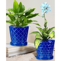 Efispss 6 Inch Pots For Indoor Plants Ceramic Plant Pots Planters With Drainage Hole And Saucer Flower Pots Desktop Office Wind