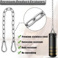 2 Pack Hanging Chair Chain 27In  Heavy Duty Porch Chain With 4 Carabiners  Black Swing Extension Chains  Hammock Chain Extender  Hammock Hardware Kit (Silver)