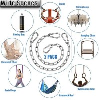 2 Pack Hanging Chair Chain 27In  Heavy Duty Porch Chain With 4 Carabiners  Black Swing Extension Chains  Hammock Chain Extender  Hammock Hardware Kit (Silver)