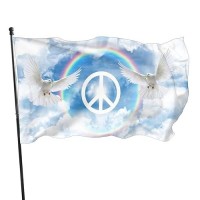 Peace Flag 3X5 Ft Outdoor Indoor With Grommet Rainbow Hippie Dove Peace Outside Deco Garden Yard Home Banner Decorative Sign