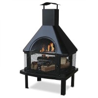 Four Seasons Courtyard Wood Burning Fireplace Outdoor Steel Chimney Rectangular Fire Bowl For Backyard Patio Or Deck Bonfire Hea