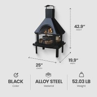 Four Seasons Courtyard Wood Burning Fireplace Outdoor Steel Chimney Rectangular Fire Bowl For Backyard Patio Or Deck Bonfire Hea