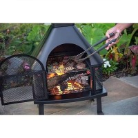 Four Seasons Courtyard Wood Burning Fireplace Outdoor Steel Chimney Rectangular Fire Bowl For Backyard Patio Or Deck Bonfire Hea