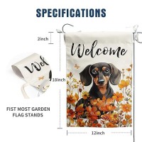 Floral Dachshund Garden Flag Fall Yard Flag Wildflower Dog Garden Flags Orange Autumn Lawn Flags Welcome Thanksgiving Outdoor Fl