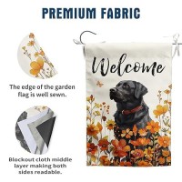 Floral Black Lab Garden Flag Fall Yard Flag Wildflower Labrador Dog Garden Flags Orange Autumn Lawn Flags Welcome Thanksgiving O