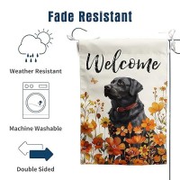 Floral Black Lab Garden Flag Fall Yard Flag Wildflower Labrador Dog Garden Flags Orange Autumn Lawn Flags Welcome Thanksgiving O