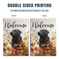 Floral Black Lab Garden Flag Fall Yard Flag Wildflower Labrador Dog Garden Flags Orange Autumn Lawn Flags Welcome Thanksgiving O