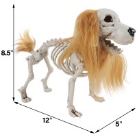 Drdudu Halloween Skeleton Dog Decorations Skeletons Animals Halloween Decor Life Size Plastic Puppy Bones With Hair For Outdoo