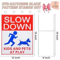 Fumete 6 Pcs Reflective Kids And Pets At Play Safety Signs With Metal Stake 15 X 12 Inch Double Sided Slow Down Caution Warning