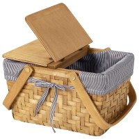 Granny Says Small Picnic Basket Kids Wooden Basket With Lid Mini Picnic Baskets With Folding Handle Gift Baskets Empty Food