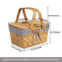 Granny Says Small Picnic Basket Kids Wooden Basket With Lid Mini Picnic Baskets With Folding Handle Gift Baskets Empty Food