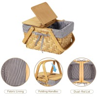 Granny Says Small Picnic Basket Kids Wooden Basket With Lid Mini Picnic Baskets With Folding Handle Gift Baskets Empty Food