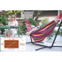 Gocan Double Hammock 2 Person Large 220X160Cm With Steel Stand And Removable Spreader Bar Load 500Lb Canvas Cotton Hammocks For