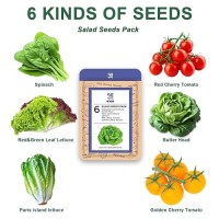 Salad Greens Seed Pod Kit With Lettuce And Tomato  Red And Green Leaf  Butter Head  Spinach For Hydroponic Pods  Grow Anything For Hydroponics Growing System Kit  Plant Food And Growing Guide 8-Pod