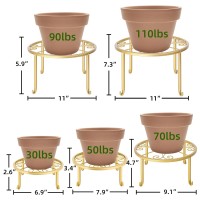 Plant Stand Indoor 5 Pack Gold Metal Plant Stands Outdoor Heavy Duty Flower Pot Stands For Multiple Plants Rustproof Iron Round